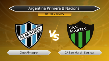 Argentina Primera B Nacional Club Almagro VS CA San Martin San Juan