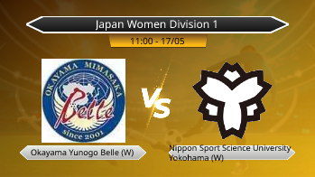 Japan Women Division 1 Okayama Yunogo Belle (W) VS Nippon Sport Science University Yokohama (W)